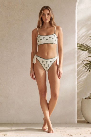 Nova Embroidered Palm Bralette Green Bikini