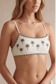 Nova Embroidered Palm Bralette Green Bikini