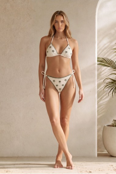 Nova Embroidered Palm Triangle Green Bikini