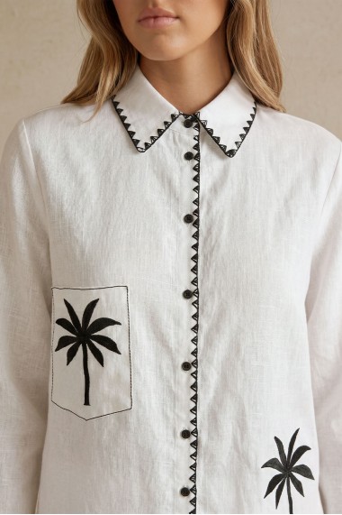 Stella Palm Embroidered Green Shirt