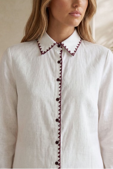 Stella Zigzag Embroidered Burgundy Shirt