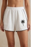 Stella Palm Embroidered Green Short