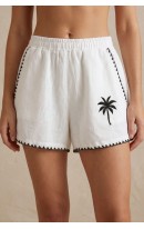 Stella Palm Embroidered Green Short